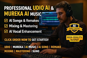 create professional udio ai and mureka ai music, remake, mix and master ai songs