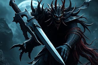 draw custom dark berserk style art in high quality