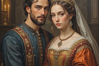 create a royal couple portrait in renaissance painting style
