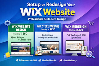 setup wix online store, design or redesign wix website