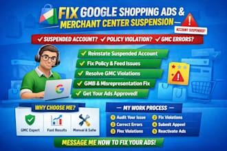 solve google shopping ads fix policy merchant center suspension gmc gmb fast