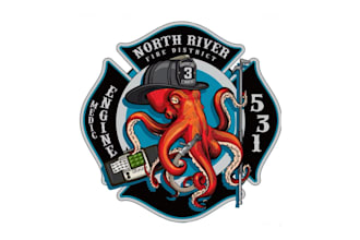 design high quality fire department vintage logo with t shirt design