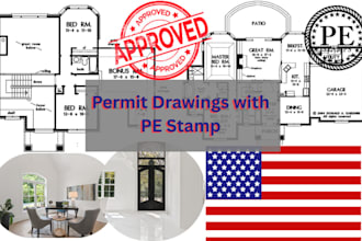provide permit drawings with licensed pe stamp for ca tx fl ny nc sc il