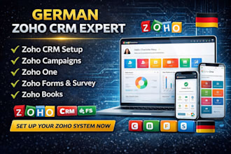zoho CRM setup german zoho campaigns zoho one zoho form survey and zoho books