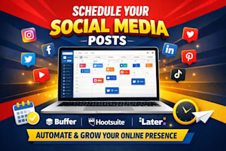 schedule your social media posts via buffer, hootsuite, metricool loomly later