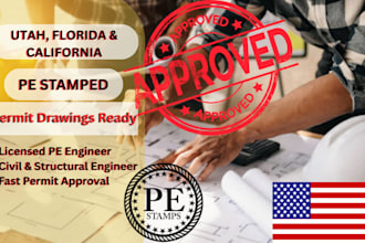 licensed architect structural engineer pe stamp for utah florida california USA