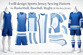 design sports jersey sewing pattern for basketball baseball rugby hockey jersey