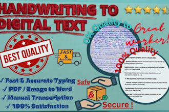 do professional handwriting to text and data entry