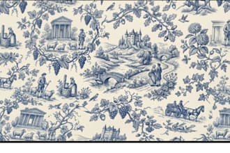 design custom seamless toile de jouy pattern for fabric wallpaper, and décor