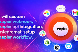 setup zapier workflow, custom zapier webhook, zapier api integration integromat