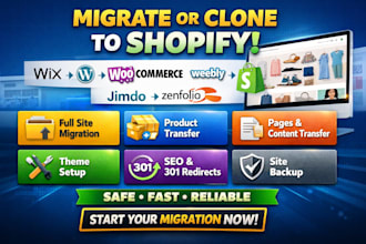 migrate copy clone wordpress woocommerce wix weebly jimdo zenfolio to shopify