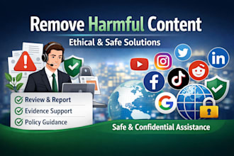 remove defaming, harassing, false, negative, harmful content from internet