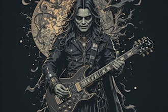 create dark art illustrations for a band or brand