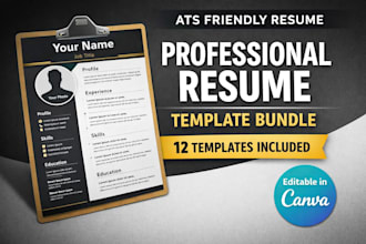 design professional ats friendly resume canva editable template bundle 2026