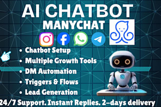 automate instagram facebook whatsapp sms using manychat tidio chatfuel chatbot