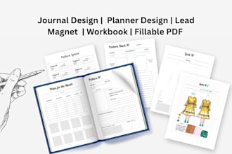 design journal, planner, workbook, fillable PDF lead magnet, notebook and ebook