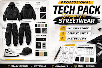 create tech pack techpack fashion illustration flat sketch and technical drawing