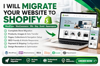 migrate wordpress woocommerces wix ecwid squarespaces esty to shopify