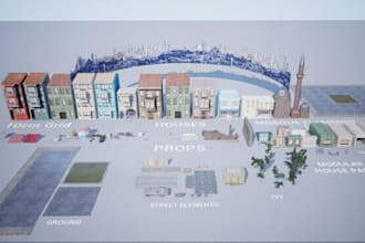 do 3d game assets environment modular asset props realistic models in unity ue5