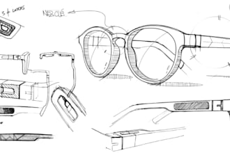 create 3d industrial product design for ai smart glass, eyewear glass