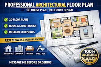 draw professional architectural floor plan, 2d house plan and blueprint design