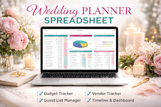 create complete wedding planner spreadsheet with budget, guest list and timeline