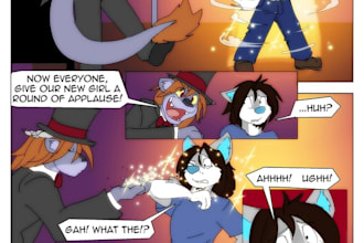 create nsfw and sfw furry art, anime comic page, illustration