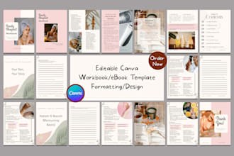 design ebook, self help workbook formatting, editable pdf canva workbook design