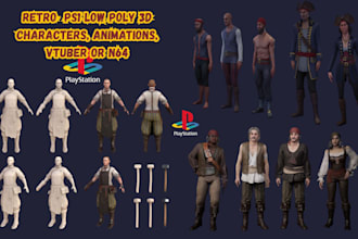 model, animate retro 3d low poly character in ps1, ps2, n64, vtuber, y2k style