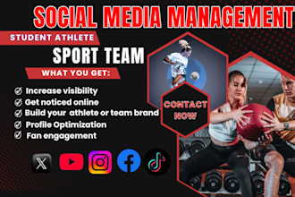manage and grow social media student athlete  sports team and personal brands