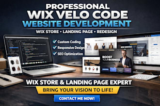 design wix velo code website development design wix store landing page redesign