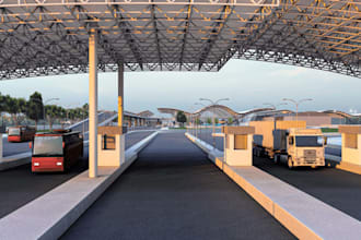 realistic3d railway station exterior, blender model to vray,metro station design