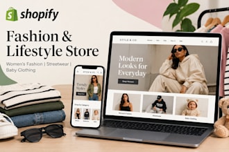 design shopify store for women fashion streetwear baby clothing shopify website