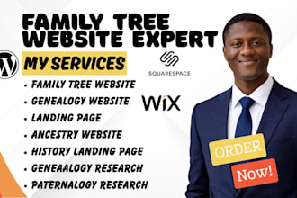 design a professional family tree website genealogy website ancestry website