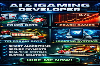 develop advanced poker ai bot igaming website crash game telegram bot