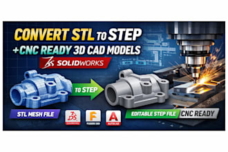 convert stl to step and create cnc ready 3d cad models in solidworks