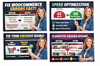 fix woocommerce errors speed issues checkout problems taxes elementor design