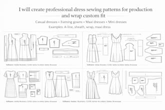 create professional dress sewing patterns for production and wrap custom fit