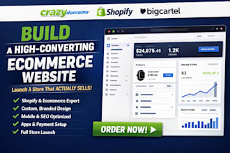 design or redesign shopify crazydomains big cartel ecommerce website development