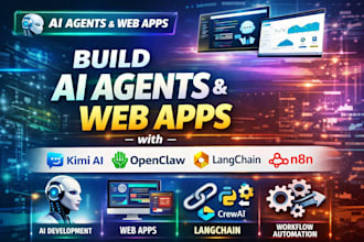 build ai agents, web apps with kimi, openclaw, langchain, n8n