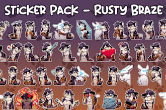 draw custom furry sticker pack, discord stickers, telegram stickers, pfp