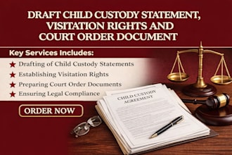 draft child custody statement, visitation rights and court order document