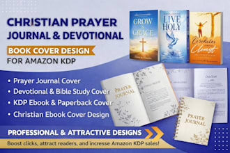 christian prayer journal and devotional book cover design for amazon KDP