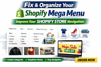 fix and organize shopify mega menu and collections for better store navigation