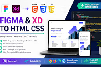 convert figma to html css, xd to html responsive bootstrap 5 tailwind