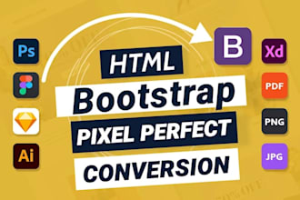 convert figma to html css, xd to html responsive bootstrap 5 tailwind