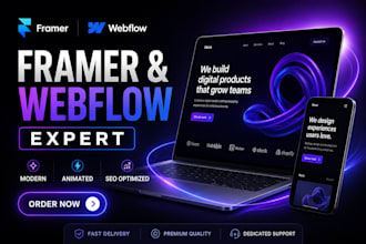 build framer website, webflow landing page, animation, figma to framer, seo