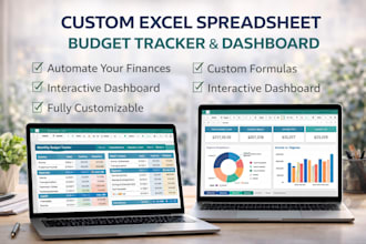 design and automate a custom excel spreadsheet, budget tracker and dashboard