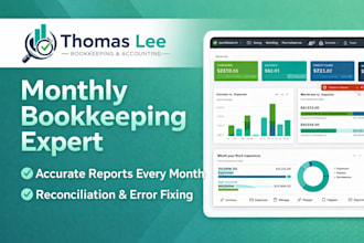 manage monthly bookkeeping, fix errors, organize financial reports canada