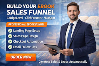 build high converting ebook selling funnel in gohighlevel, clickfunnel, hubspot